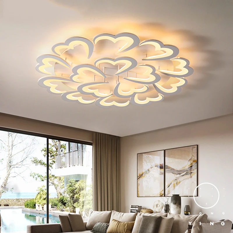 

AC90-265V Modern LED Ceiling Chandeliers For Living Dining Room Decor Lighting Fixtures Heart-shape Dimming Chandelier Luminaire