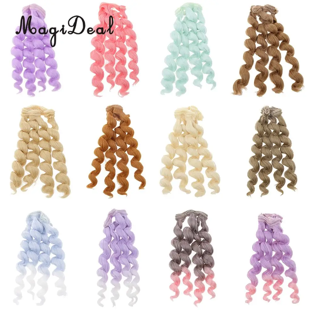 MagiDeal 1Pc 15x100cm DIY Curly Hair Wig Hairpiece for 1/3 1/4 1/6 BJD SD Dolls Model Party Girls Best Birthday Gift 12Colors