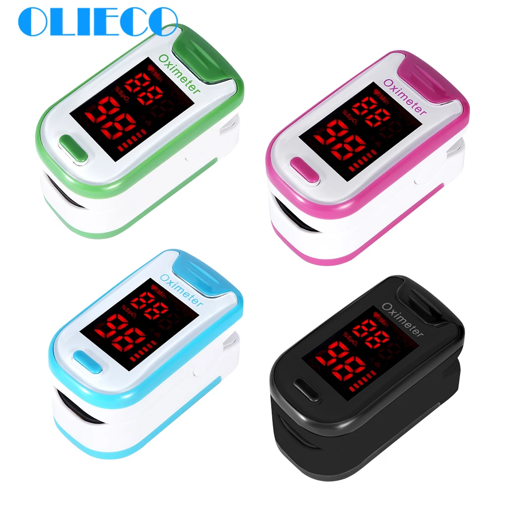 

OLIECO Smart Finger Pulse Oximeter with Box Lanyard Portable Household Blood Oxygen Meter Heart Rate Monitor SPO2 PR Oximetro CE