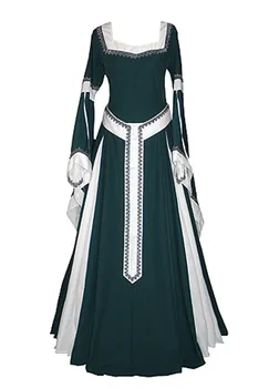 

Cosplay Medieval Oil cloth Long Maxi Woman's Retro Dress Renaissance Dresses Europe Gothic Ruffle Skirt Victorian