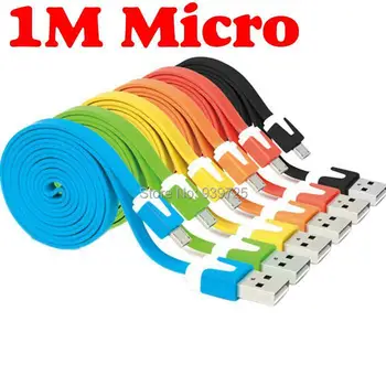 

1m Colorful flat Micro Mini 5Pin USB cable Accessory Bundles for Samsung HTC LG