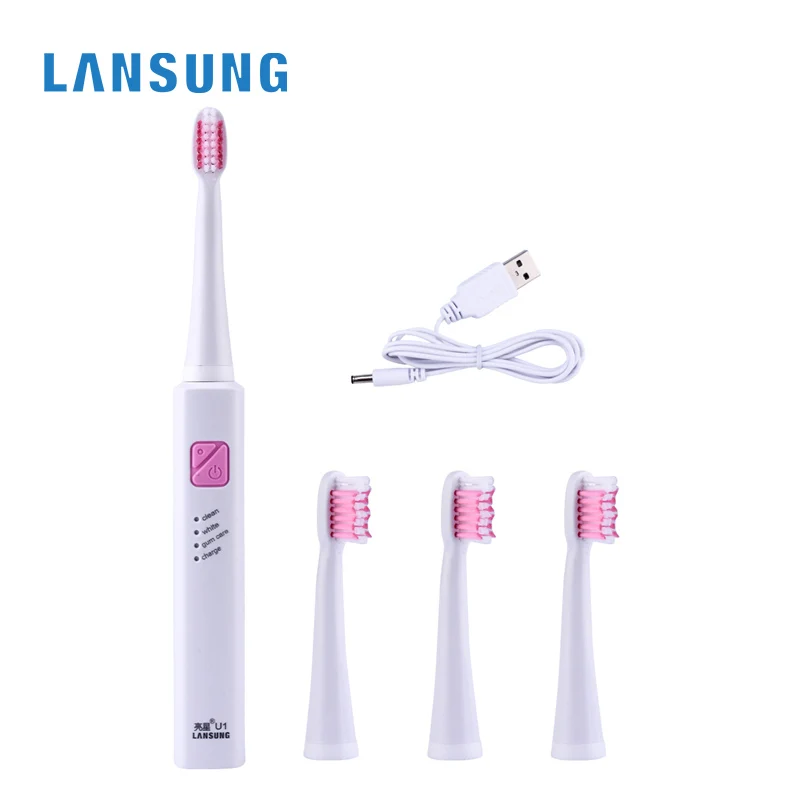 

LANSUNG U1Oral Hygiene Kids Sonic Electric Toothbrush Rechargeable Tooth Brush + 4 Pcs Replacement Heads Ultrasonic Toothbrush