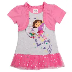 

Nova kids 2015 high quality new design ittle girl pattern embroidered short sleeve  summer dress girl tutu dress hotn retail
