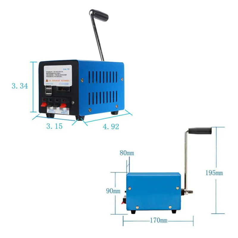 Preise High Power Ladegerät Tragbare Notfall Hand Power Hand Kurbel USB Lade Notfall Überleben Blau Hand Kurbel Generator