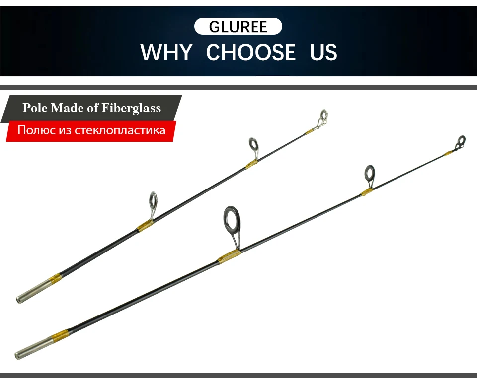 GLUREE FRP Winter Ice Fishing Rod 2 Section CastingSpinning Fishing Pole Ultralight Stitching Tackle Fish Accessories 52CM 66CM (7)