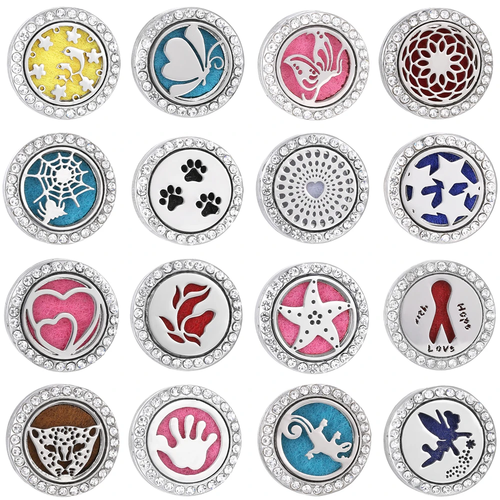 Skup 10 sztuk partia aromaterapia przystawki przycisk medalion Fit 18mm przystawki przycisk bransoletka ze stali nierdzewnej perfum OLEJEK ETERYCZNY dyfuzor biżuteria