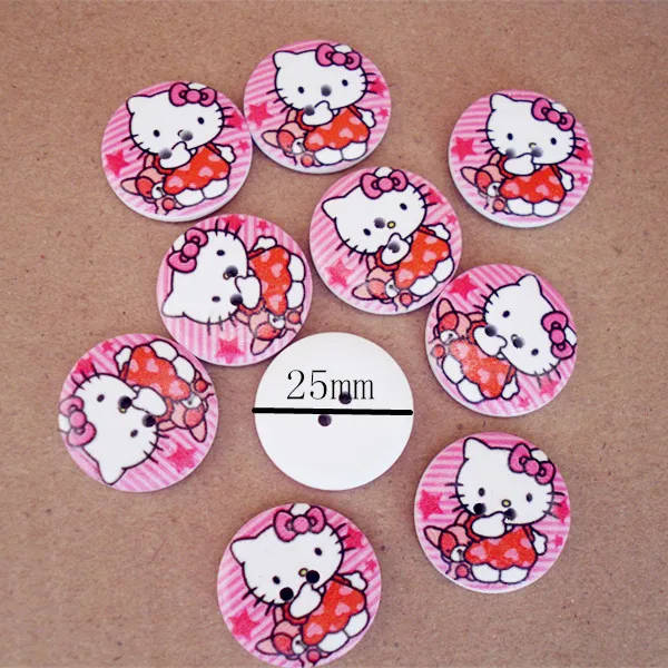 50 шт. Новый 25 мм одежда с Hello Kitty комплект дизайнерской одежды из 2 отверстия