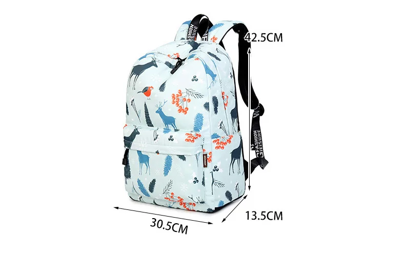 WINNER Cute Fashion Backpack Fresh Deer Pattern School Backpack For Teenage Girls Light Blue Travel Backpack Mochila  (18)