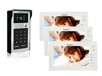 

XinSiLu Home Security 7"color Video Door Phone FRID Panel Outdoor Camera with Password and swipe ID card unlocking function 1v3
