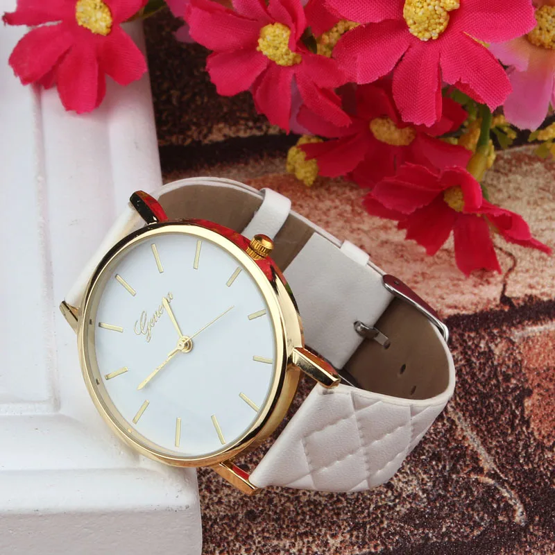 New Unisex Casual Geneva Checkers Faux Leather Quartz Analog naviforce Wrist women watches Classics color Ladies sport Gifts