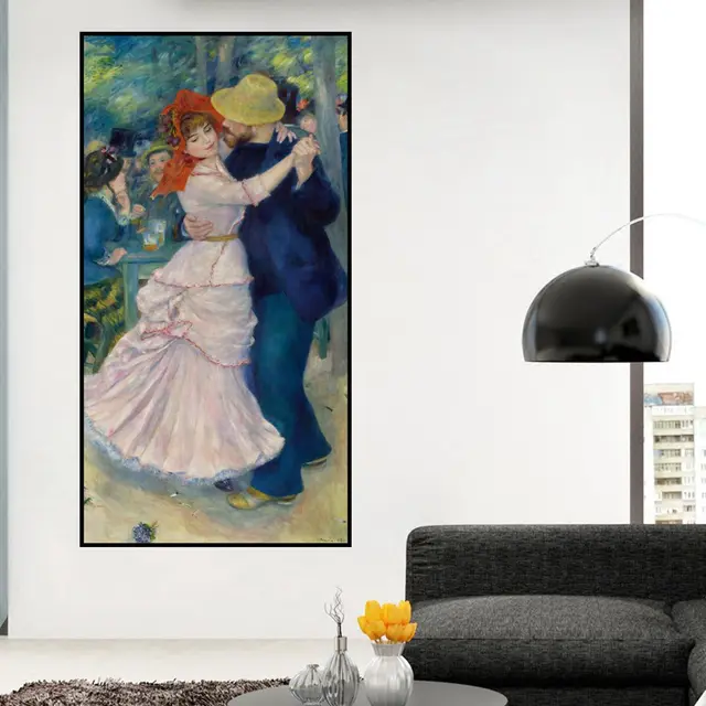 Retro Artwork Auguste Renoir Canvas Painting Reproduction Dance At Retro Artwork Auguste Renoir Canvas Painting Reproduction Dance At Bougival Art Print Picture Poster