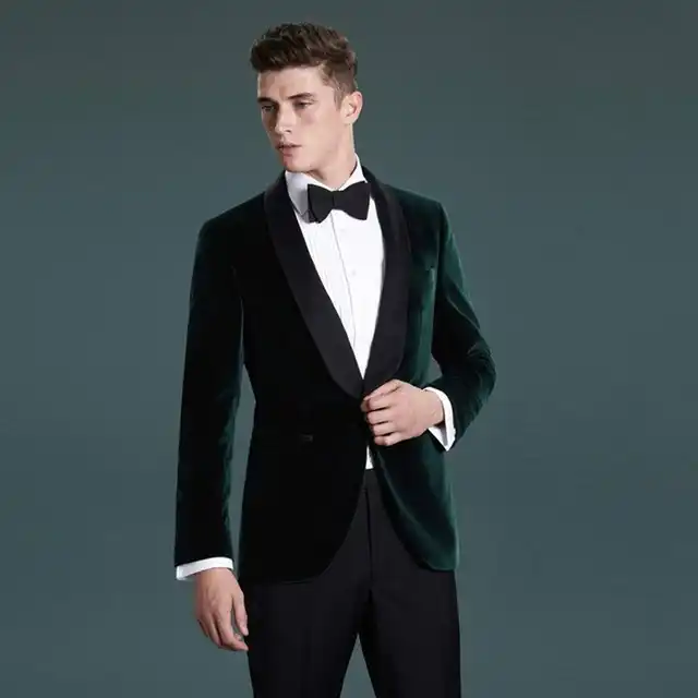 Abrigo De Terciopelo Verde Oscuro Con Pantalon Negro Trajes De Hombre Hecho A Medida Smoking Terno Masculino Boda Hombres Traje 2 Piezas Chaqueta Pantalones Aliexpress