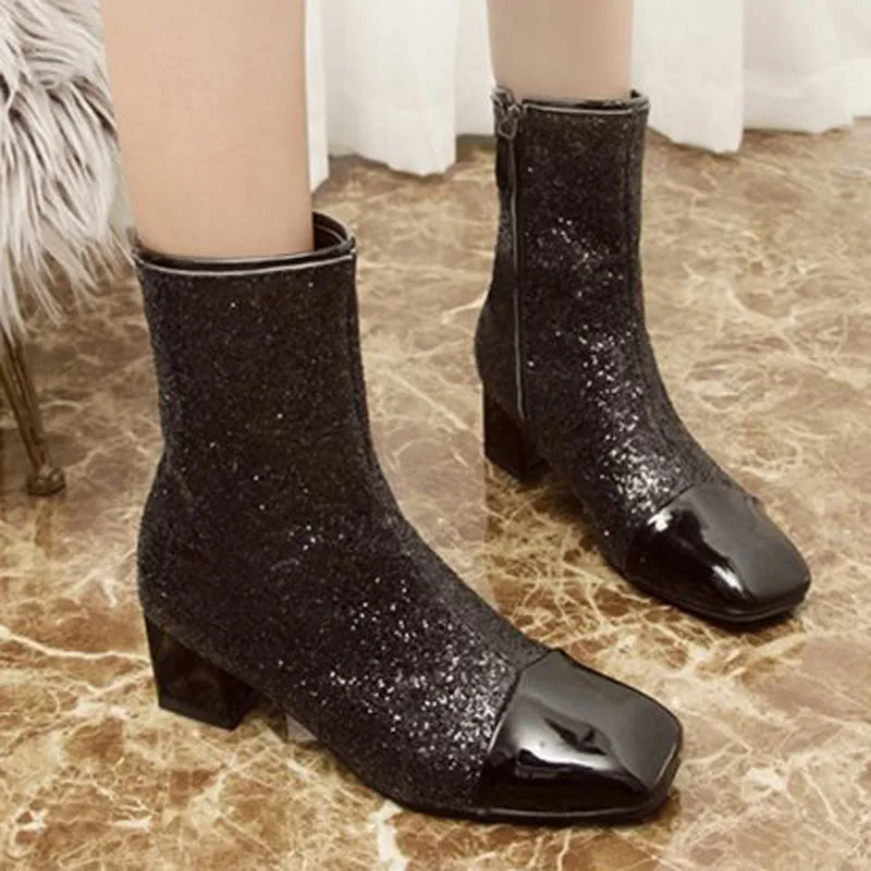 womens bling ankle boots
