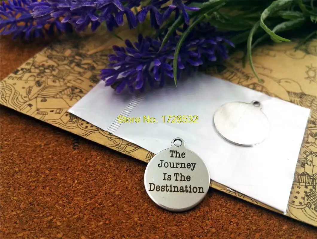 

10pcs-stainless steel Charms "the journey is destination" DIY Charms Pendants for necklace/bracelet/keychain DIY jewelry