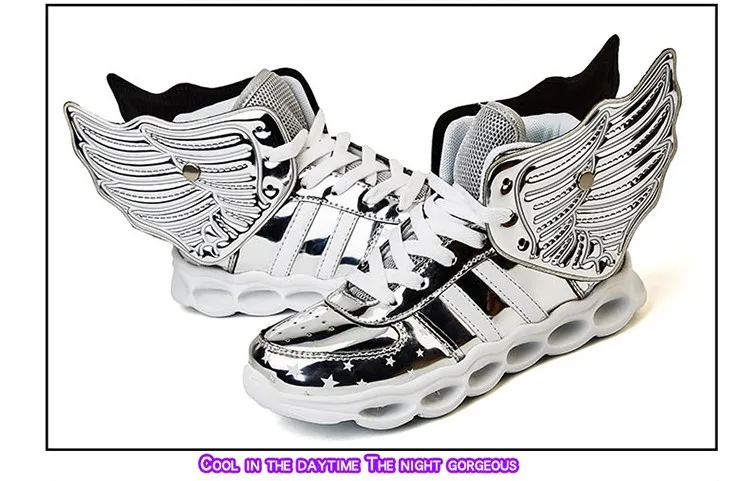 Meninas de Carregamento Crianças Sapatos Luminosa Meninos Usb Esporte Casuais Asa Brilhantes Tênis Luz Led 36 meninas de carregamento usb esporte sapatos casuais