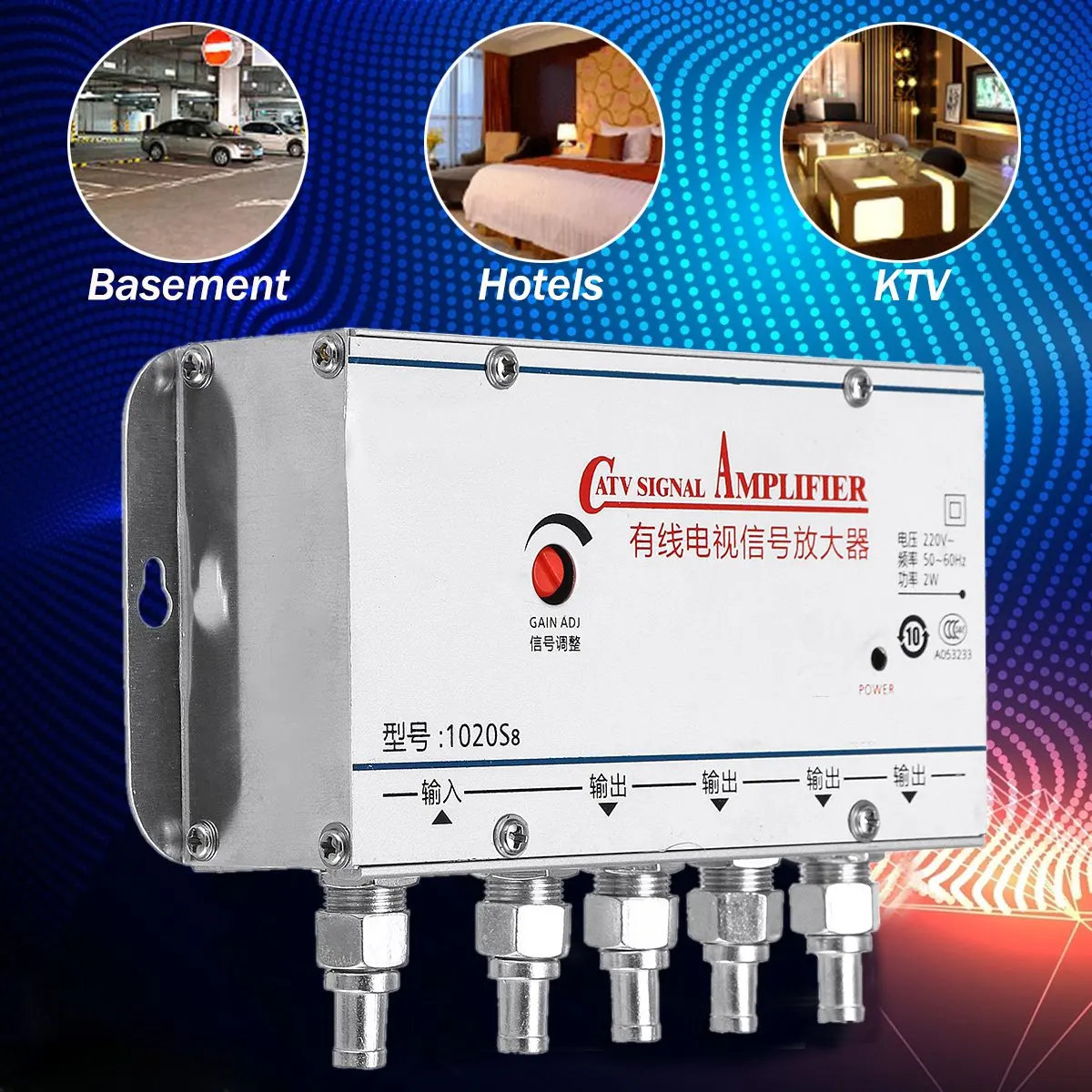 

2 Way CATV Cable TV Signal Amplifier AMP Antenna Booster Splitter Set Broadband