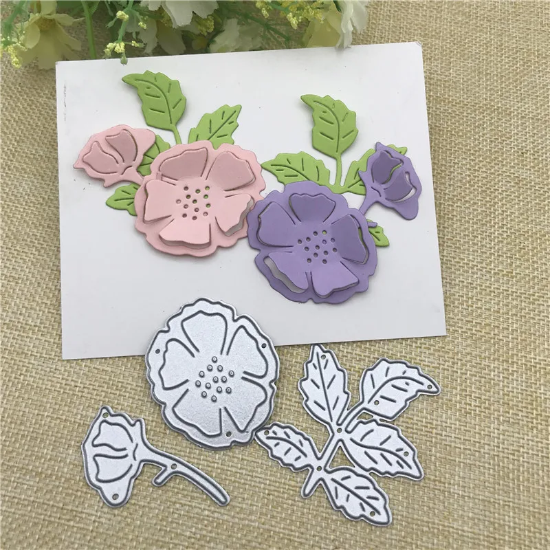 

3pc spring flower leaf Metal Cutting Dies Stencils For Card Making Decorative Embossing Suit Paper Cards Stamp DIY