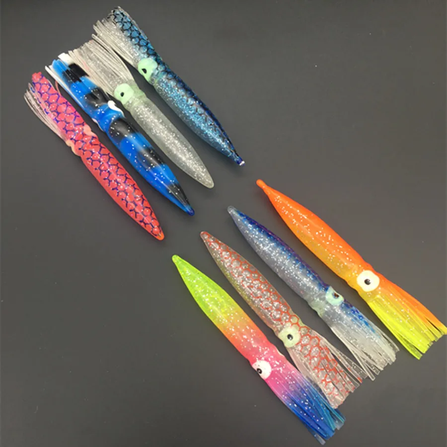 30pcs 9cm Heavy Lure for Pesca Sea Fishing Octopus Baits Soft Artifical  Fishing Trolling Lure Skirt Squid