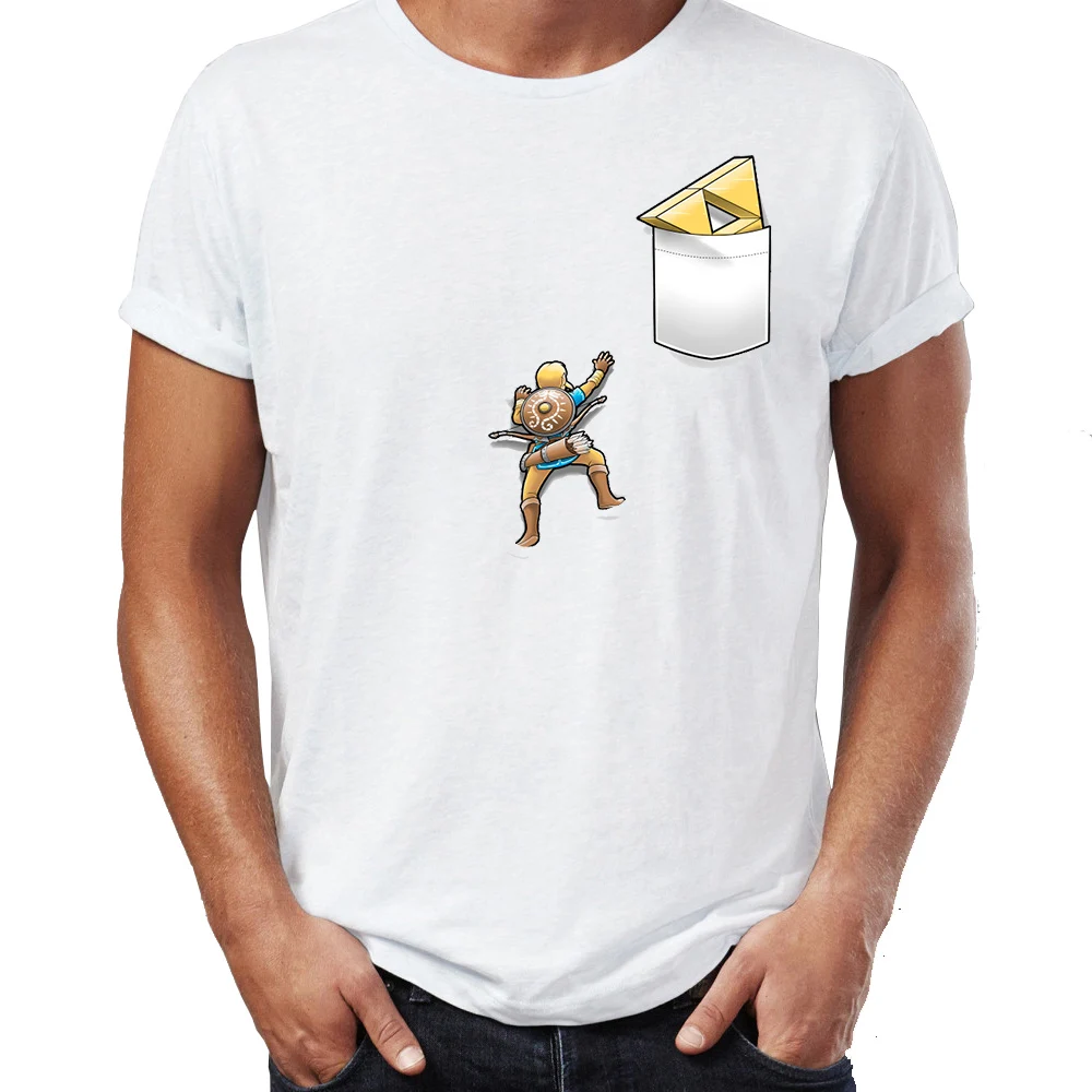

Men's t-shirt Breath Of The Wild Link Climb Funny Pocket Tshirt Zelda Awesome Artwork Drawing Printed Tshirt Harajuku Tees Tops