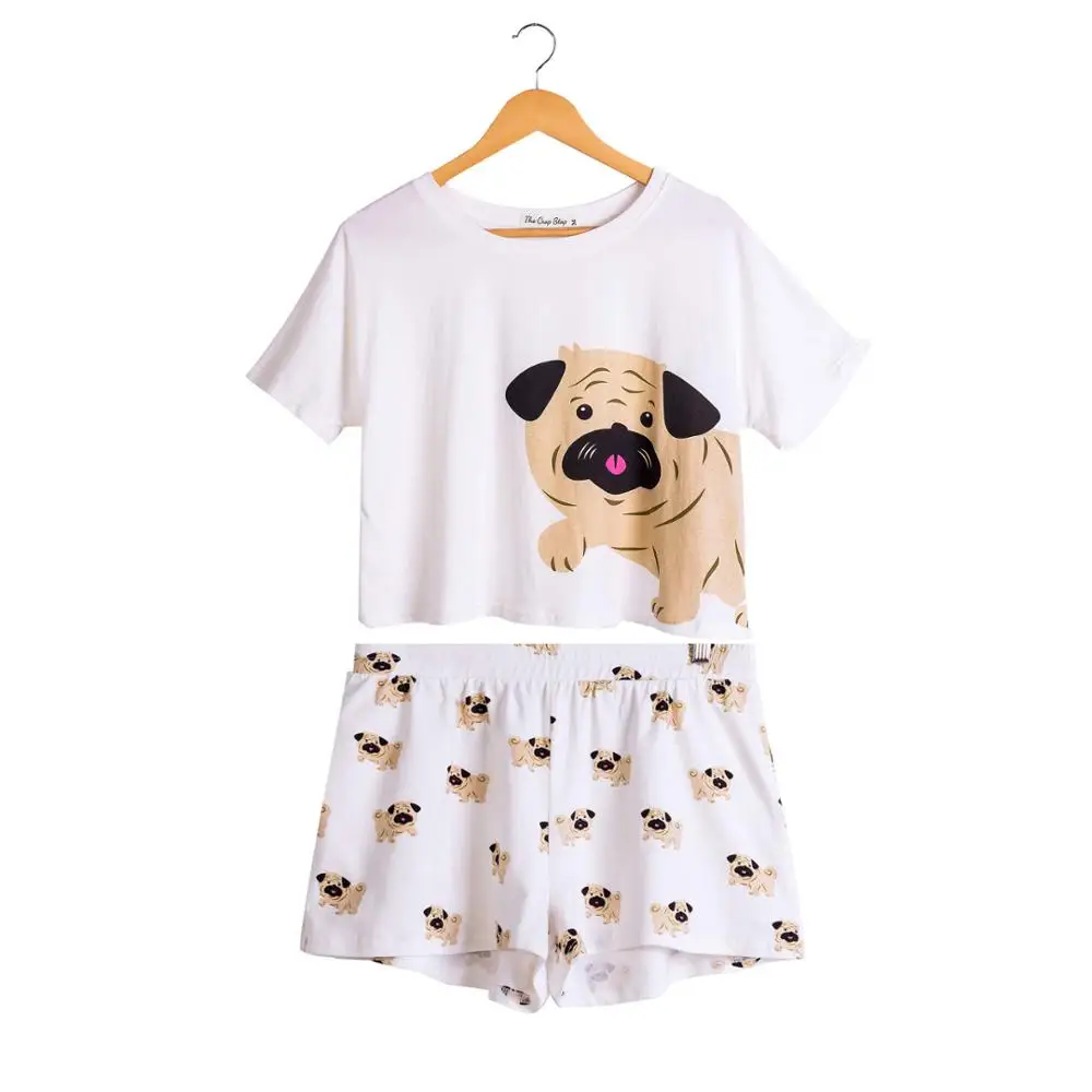 Women's Corgi/Pug Dog Print Sets 2 Pieces Pajama Suits