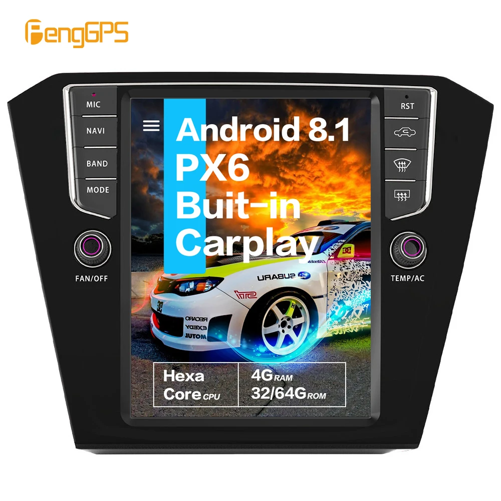 10,4 ''вертикальный автомобильный сенсорный экран в стиле Tesla Android 8,1 4 Гб ram Голосовое управление встроенный CARPLAY автомобильный радиоприемник для VW B8 Passat+ GPS навигация