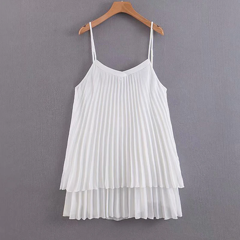 Women's Clothing Dress 2019 Chiffon Solid Color Pleated Sling Dress Ms Summer Street Sexy Slim Fit Trend Fashion Clothing