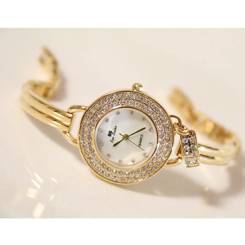 

2019 Silver Full Crystal Female Watch No Digital with Rhinestone Disc Watch Women's Quartz Watch High-end Small Chain Watch