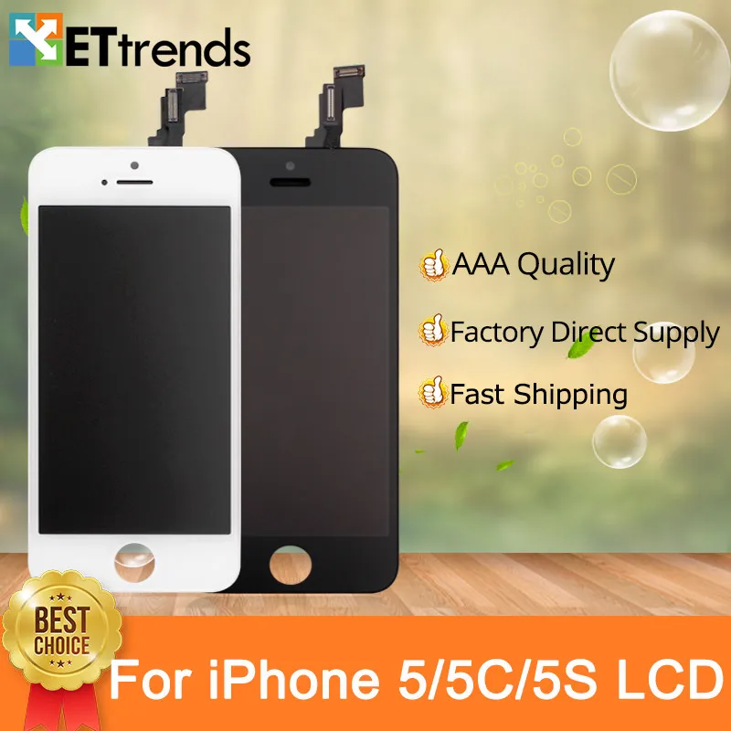 

20PCS/LOT Quality AAA None Spot LCD for iPhone 5 5S 5C LCD Screen Touch Digitizer Cold Press Frame Full Assembly DHL Free ship