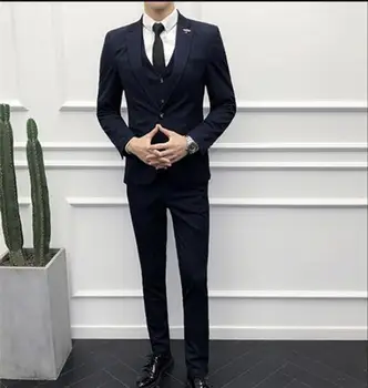 

Mens Notch Lapel 3 Piece Wedding Suit Slim Fit Formal Casual Groom Tuxedos Mens Single Breasted Jacket Blazer Evening Prom