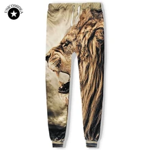 Весенние мужские спортивные штаны с 3d принтом льва, штаны для бега с эластичной резинкой на талии, мужские спортивные штаны, штаны-шаровары в стиле хип-хоп