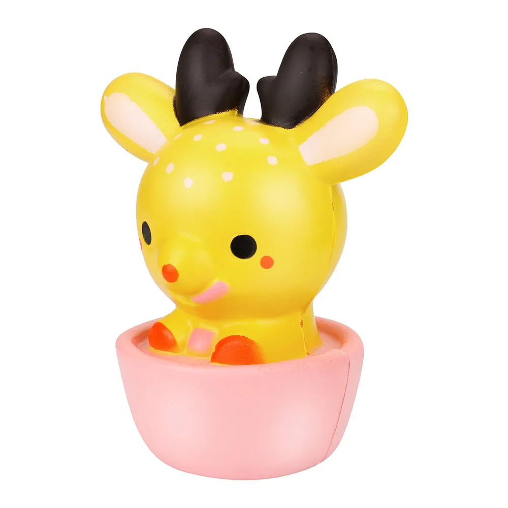 17 см мягкое jumbo Kawaii Милая чашка олень мягкие игрушки медленно поднимающиеся для выдавливания крема Ароматизированная лечебная игрушка подарок мягкие игрушки