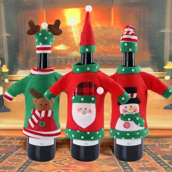 

OurWarm Felt Christmas Wine Bottle Cover Snowman Santa Claus Elk Wine Topper Cover Christmas Party Decoration New Year 2019