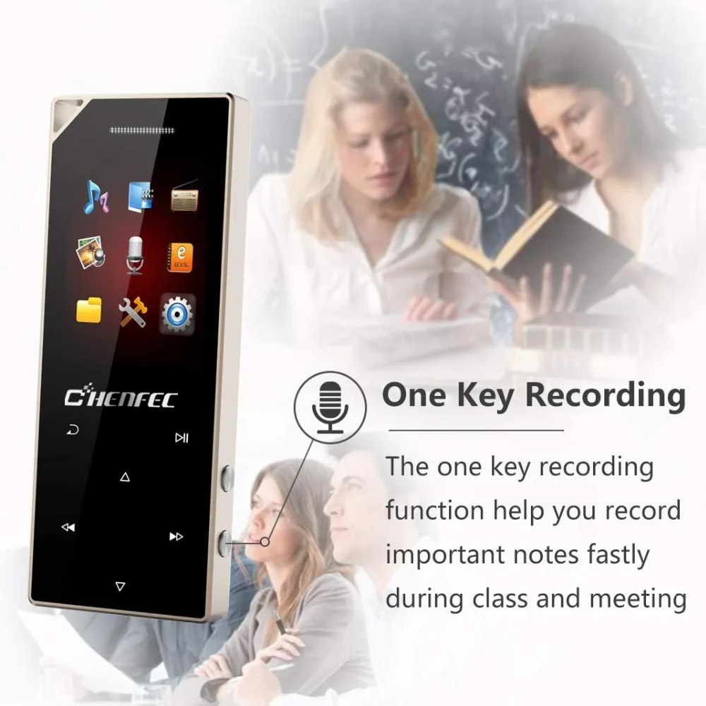 Beste Metalen MP4 Speler Bluetooth Materiaal Touch Knop ingebouwde Speaker met FM Radio en Voice Recorder Ondersteuning 64 gb mirco Sd kaart