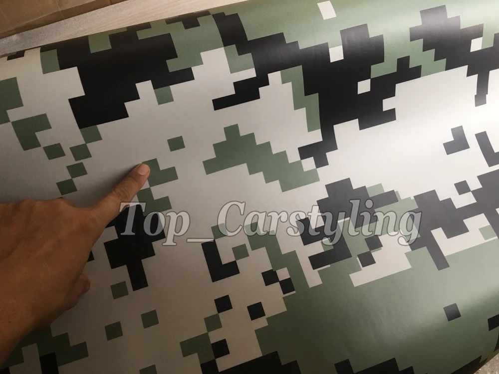military digital camoulfage vinyl car wrapping film green black foil camo ubran (4)