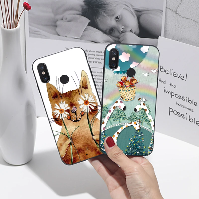 

Cute 3D Emboss Cartoon Phone Case For XiaoMi Mi 8 Pro Explorer Mi 8 Lite Case Soft Silicone Cover For Xiaomi Mi 8 9 SE / Mi Play