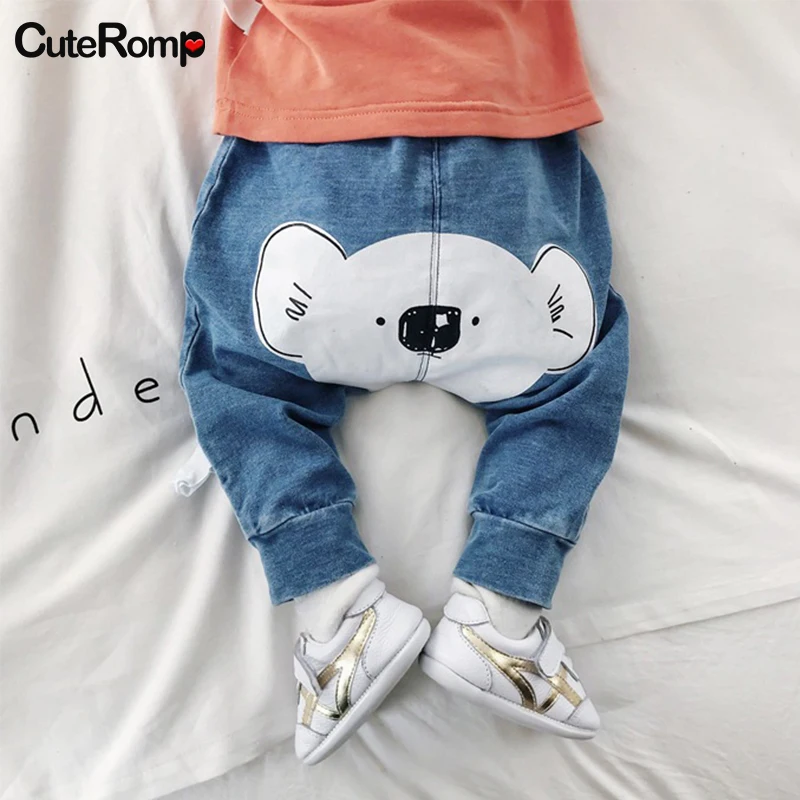 

3-24M Baby cartoon Jeans spring Baby Clothes boys girls Denim Trousers Child Jeans girl boy Pants PP Pant For newborn pantalone