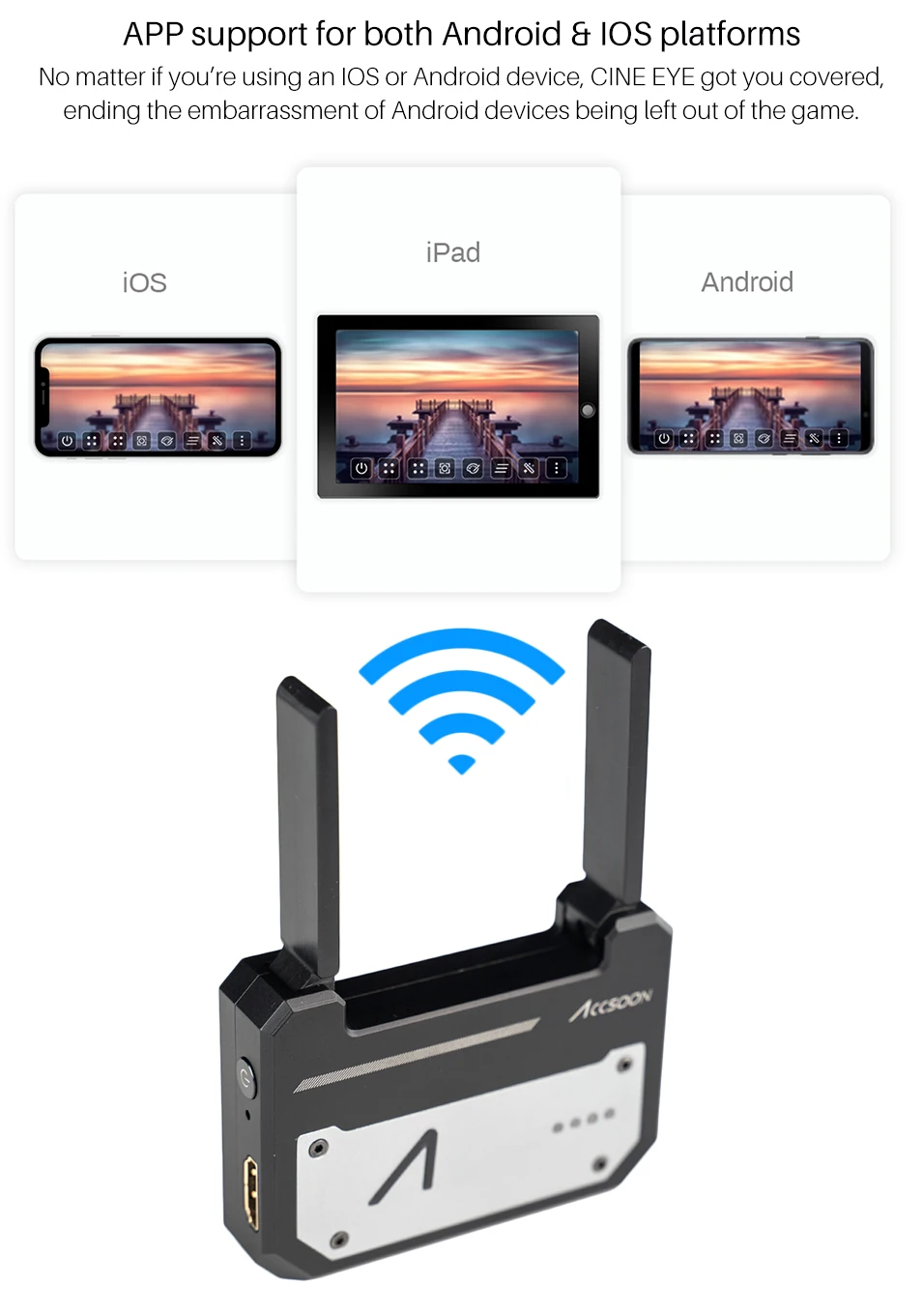 Accsoon CineEye 5G беспроводной 1080p WiFi HDMI передатчик передачи изображения на 4 устройства для Android IOS Garyscale RGB