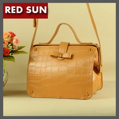 RED SUN 2014 NEW 5 color vintage genuine leather bag Crocodile bow-knot hasp zipper handbag women messenger totes NB1131 | Багаж и сумки