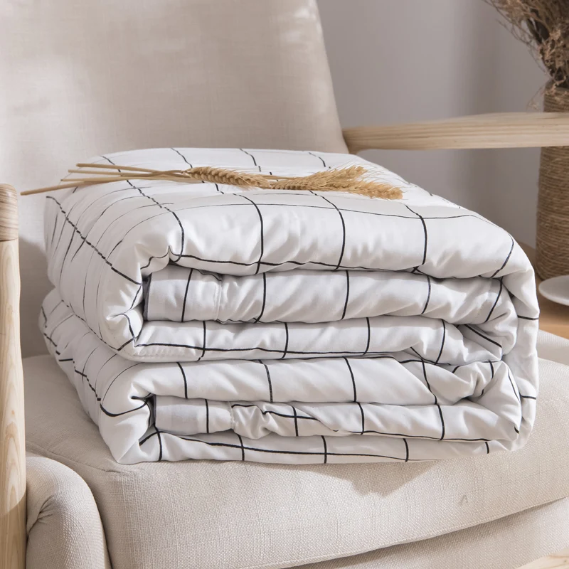 

Cotton Summer Air Conditioner Cool Thin Quilt Comfortable White Stripe Printing Home Textile Bedding Comforters Duvets