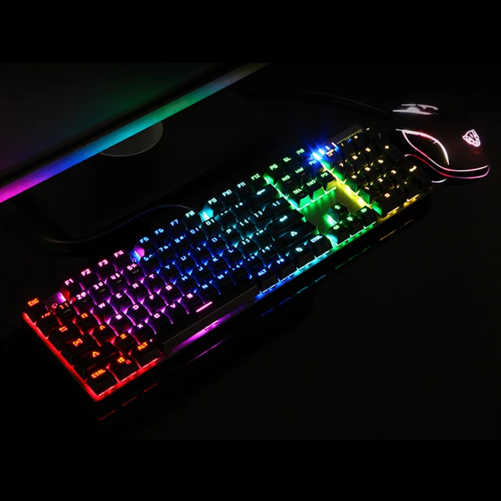 Motospeed CK888 Профессиональная USB игровая механическая клавиатура RGB светодиодный подсветка клавиатура+ Регулируемая dpi игровая мышь для геймера