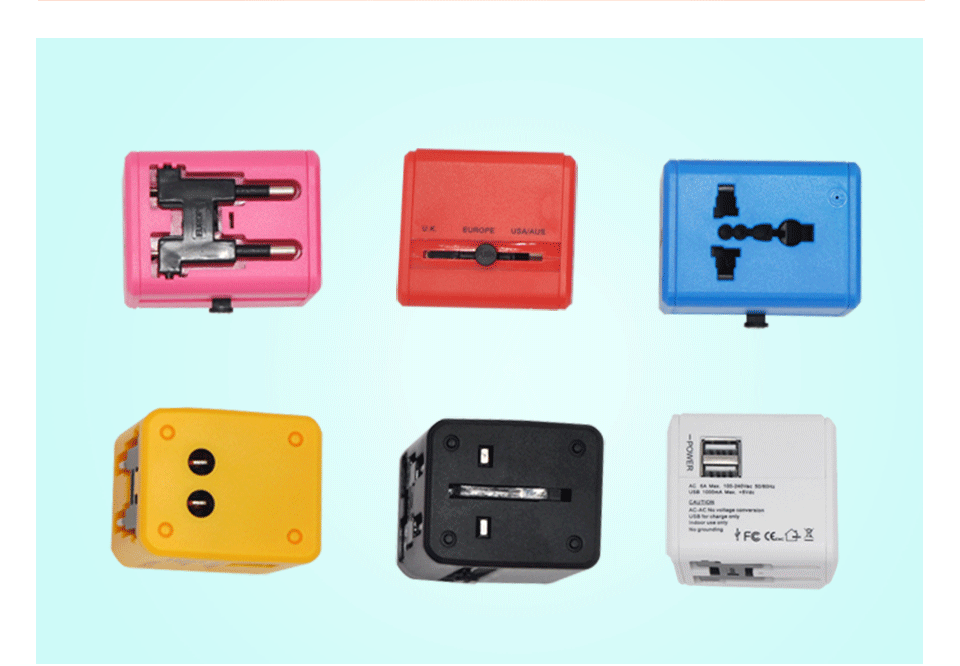 Universal Travel Adapter Electric Plugs Sockets Converter US AU UK EU with Dual USB Charging 2.1A Electrical Power Plug European (3)