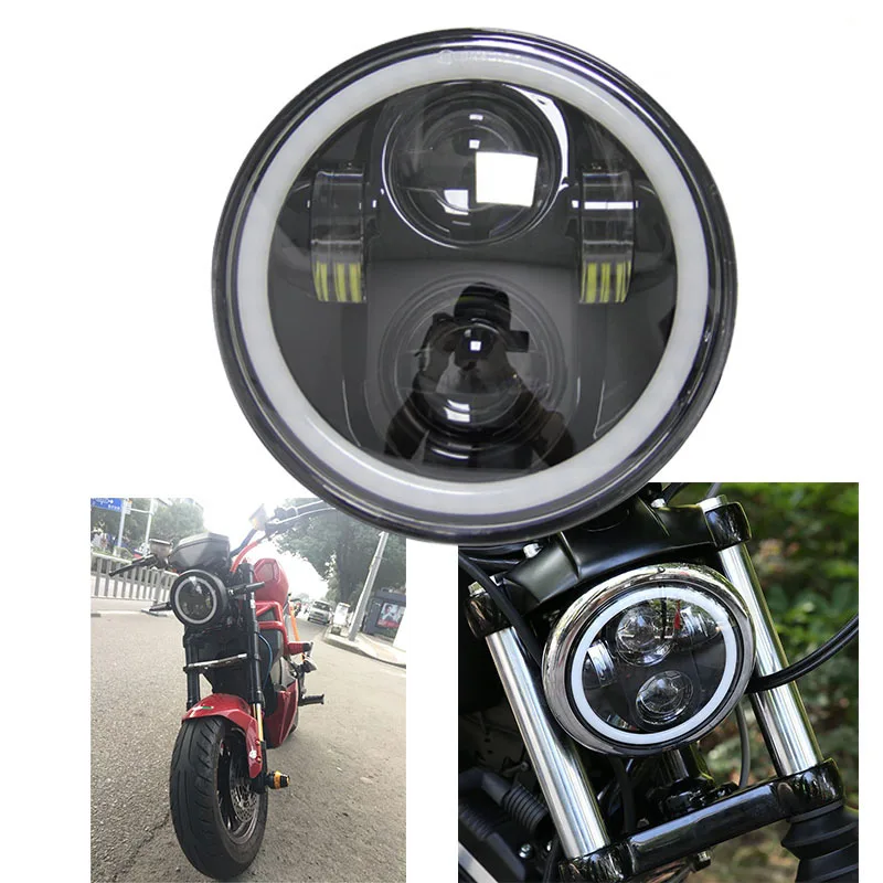

5.75 Inch LED Headlight Projector DRL For 5 3/4'' Motorcycle H4 Light E054