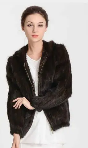 Горячая Распродажа, настоящая вязаная норковая Меховая куртка для женщин, модная шуба из натуральной норки, новинка, Брендовое натуральное меховое пальто, размер M-7XL, WSR282 - Цвет: Coffee No Lining