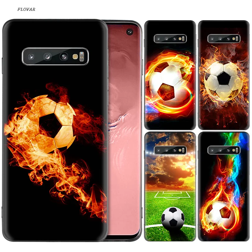 

Fire Football Soccer Ball Black Silicone Case For Samsung Galaxy A6 A8 J4 J6 Plus A7 A9 J8 2018 Note 9 8 Mobile Phone Bag Cover