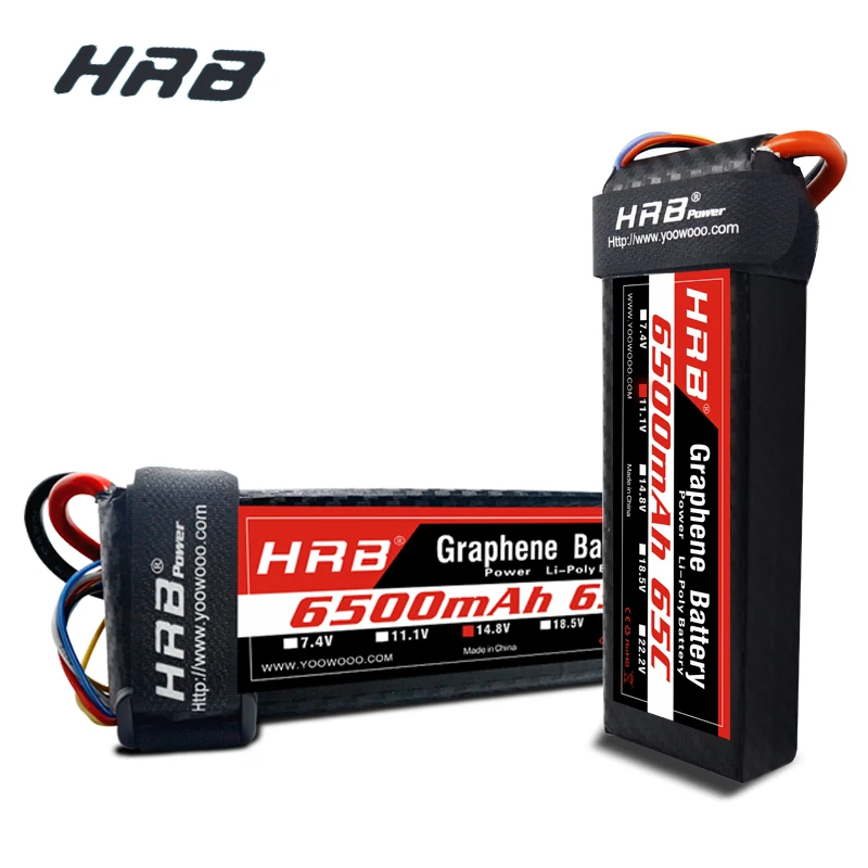 HRB Lipo 2S 3S 4S 5S 6S 7,4 V 11,1 V 14,8 V 18,5 V 22,2 V 6500mAh графеновая батарея 65C 130C с высокой разрядностью для радиоуправляемого автомобиля вертолета