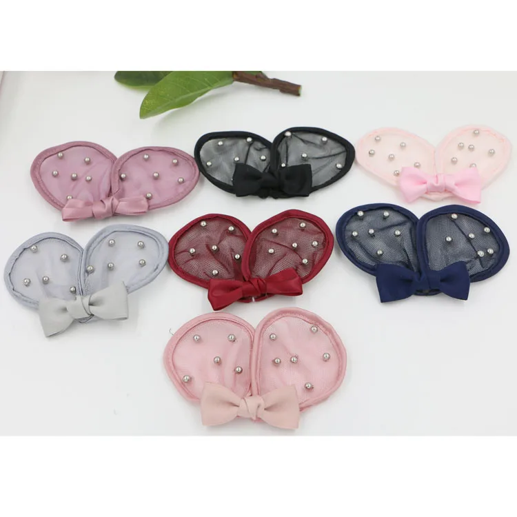 

2016 New Style Alloy Beads/Bowknots Decoration Colorful Net Yarn Bunny ears Shape Handmade Hair Accessory Diy Jewelry making