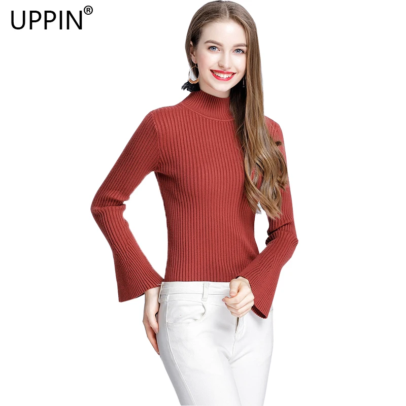 UPPIN Korean Fashion Women Pullovers Turtleneck Knit Thick Long Sleeve High Elastic Solid Sweater Tops 2018 Fall Winter Jumper | Женская