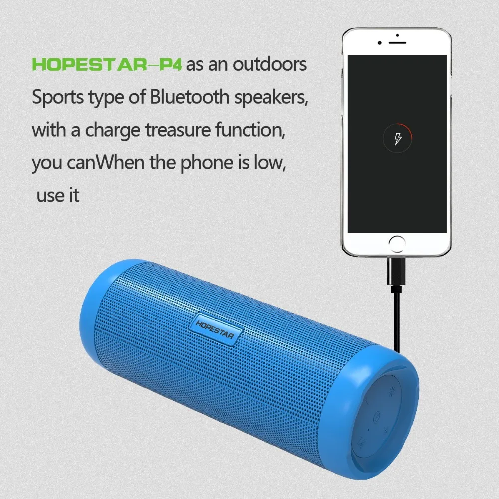 HOPESTAR P4 водонепроницаемый bluetooth динамик беспроводной портативный сабвуфер поддержка TF FM для Xiaomi с внешним аккумулятором фонарик