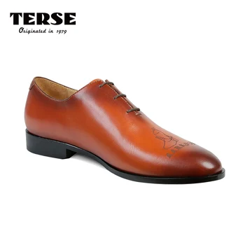 

TERSE Luxury Band Men Shoes Handmade Genuine Leather Dress Shoes For Men Orange Color Custom logo Service Footwear Derby Shoe