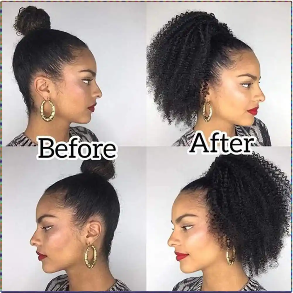 Afro Kinky Curly Drawstring Fake Ponytail Synthetic Hair Bun